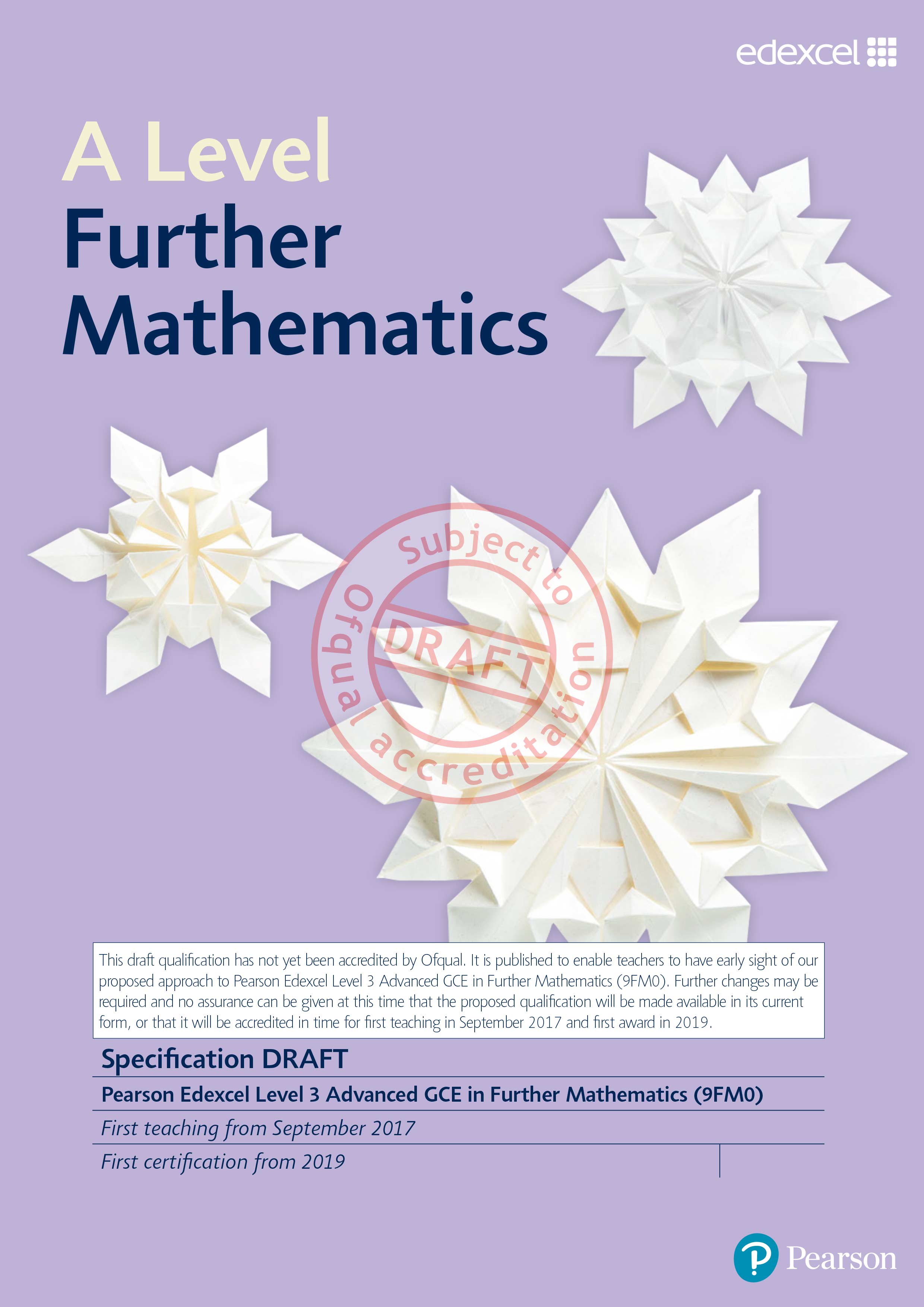 First teaching from 2017 | Pearson qualifications